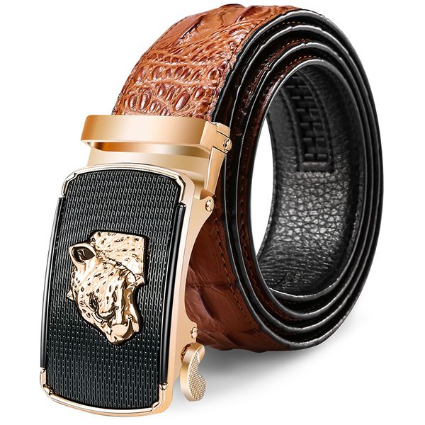 

men's genuine leather belts crocodile pattern belt men's belt, Black;brown