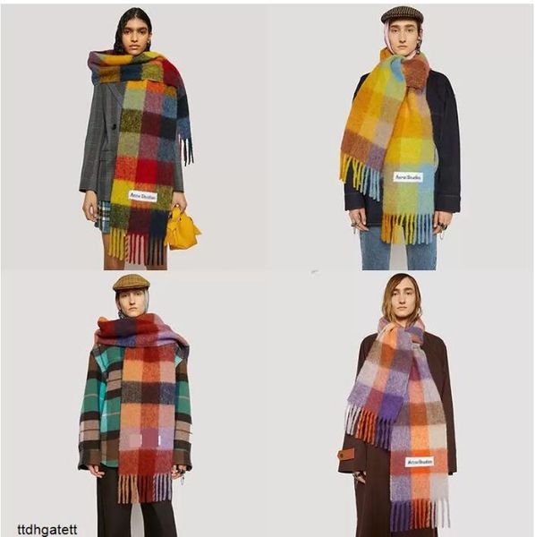 

ac studios men and women general style imitation cashmere scarf designer acne blanket plaid tzitzit, Blue;gray