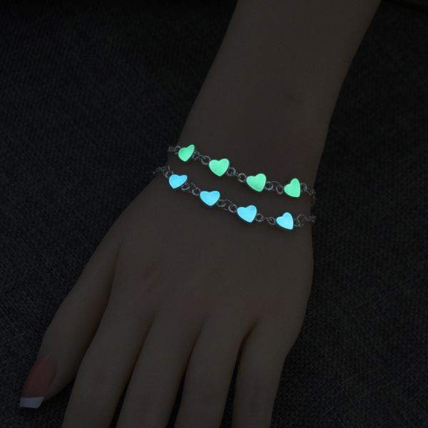 

glowing in dark luminous blue girl ankle bracelet anklet star charm tassel light body jewelry for birthday gift, Golden;silver