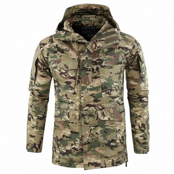 

outdoor camouflage jacket m65 men windbreaker waterproof autumn winter mountaineering hooded army training military jackets men's t73l#, Black;brown