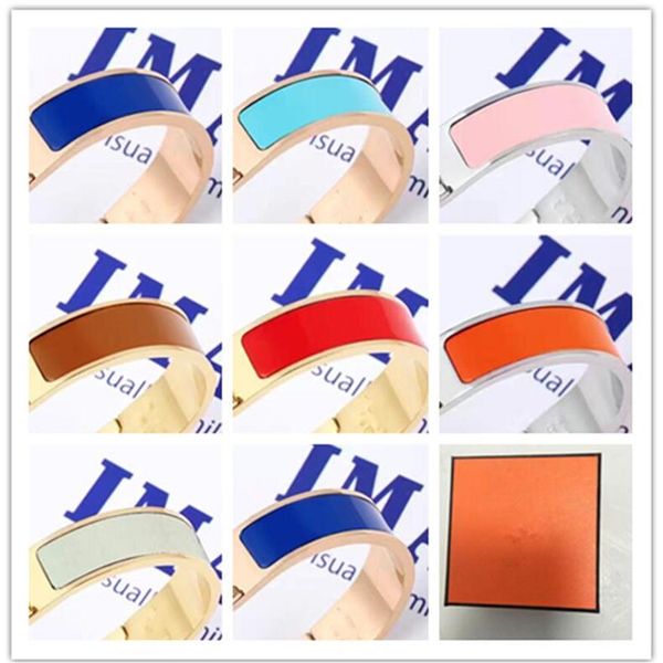 

designers jewelry luxury stainless steel cuff bangles wristband enamel bangle buckle classic brand bracelets with box239e, Black