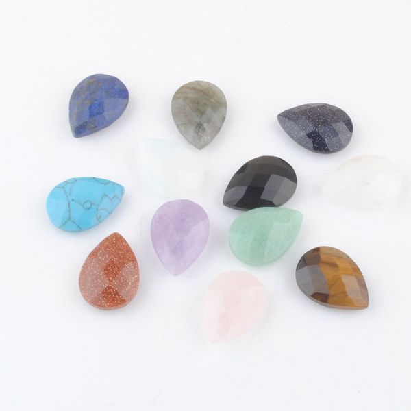 

natural stone loose gemstones teardrop nugget faceted cabochon cab 13x18mm for jewelry making bu338, Black