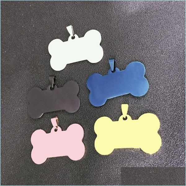 

pendant necklaces fashion custom engrave name glossy bone dogs tags necklaces women black gold sier stainless steel pet cat dog tag n dhrva, Silver