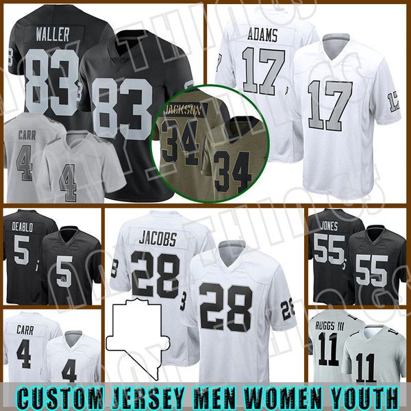 

98 maxx crosby football darren waller jerseys davante adams derek carr josh jacobs hunter renfrow johnathan abram raideres chandler jones de, Black;red