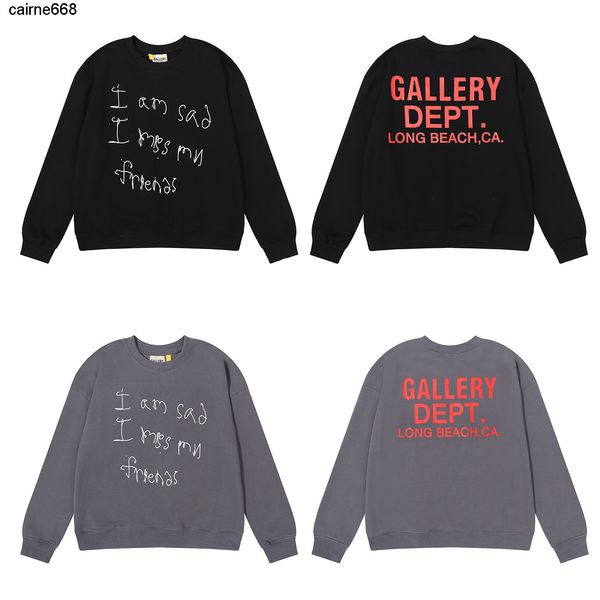 

men's hoodies sweatshirts men's sweater fashion brand gary dept classic letter printing loose large round neck sweater, Black