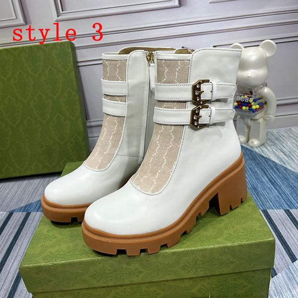 

2023 fashion luxury designer ladies classic ankle boots printing leather metal button womens winter mid heel short boot large size 35-42, Black