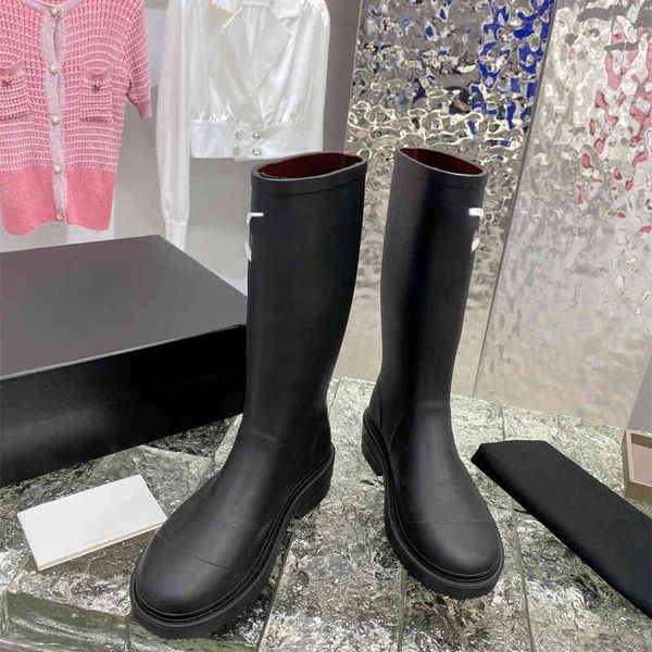 

boots brand c rain boots early autumn knight boots tall women, Black