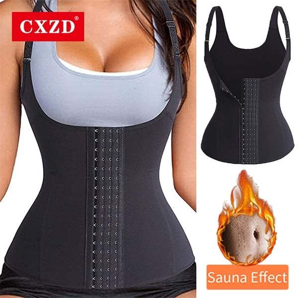 

womens shapers cxzd waist trainer cincher body shaper underwear lingerie 4 breasted tummy abdominal trimmer corset fat burning vest 220919, Black;white