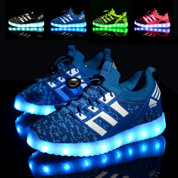 

glowing children casual shoes with usb rechargeable kids led light up shoes luminous sneakers for boys girls sneaker pink black310d, Black