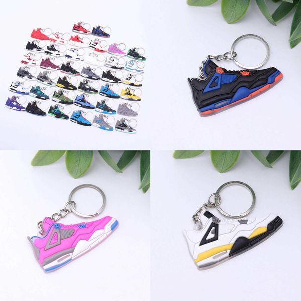 

designer novelty jumpman mid 4 4s basketball shoes model key ring keyring keychain jordon jordam silicone keychain car key holder bag charm, Red;brown