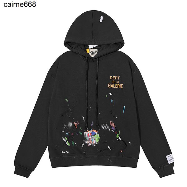 

men's hoodies sweatshirts niche fashion gary dept lebron james same upper body hand-painted cotton terry drawstring hoods, Black