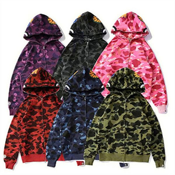 

embroidery designer sweater hoodie mens print cotton sweater jacket shark blue pink casual cardigan hooded jackets bathing black s-3xl hoodi