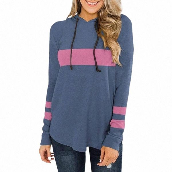 

winter women patchwork hoodies women plus size loose hooded sweatshirts coat long sleeve drawstring pullover hoodie mujer1 x1r4#, Black