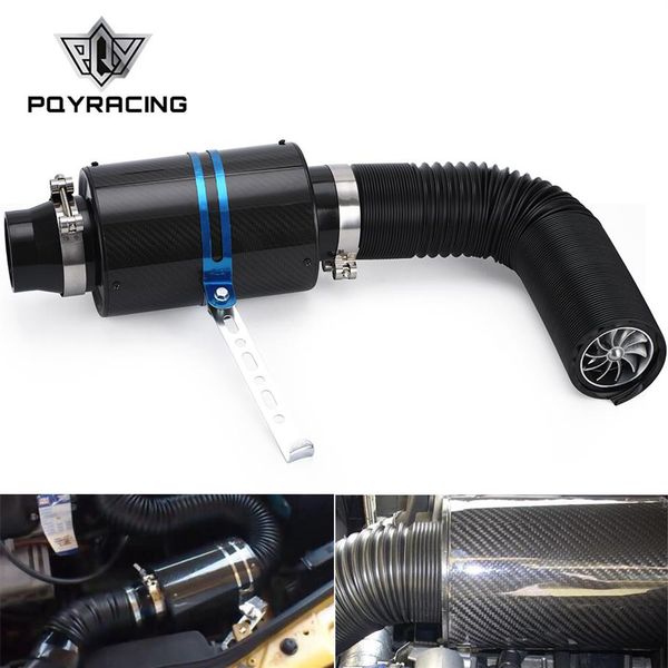 

pqy - air intake wit fan universal racing carbon fiber cold feed induction kit air intake kit air filter box pqy-ait14250s