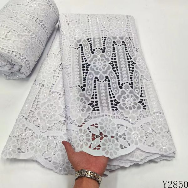 

2022 african sequins tulle lace fabric french the latest laser chiffon water-soluble fabric for party dress y2850, Black;white