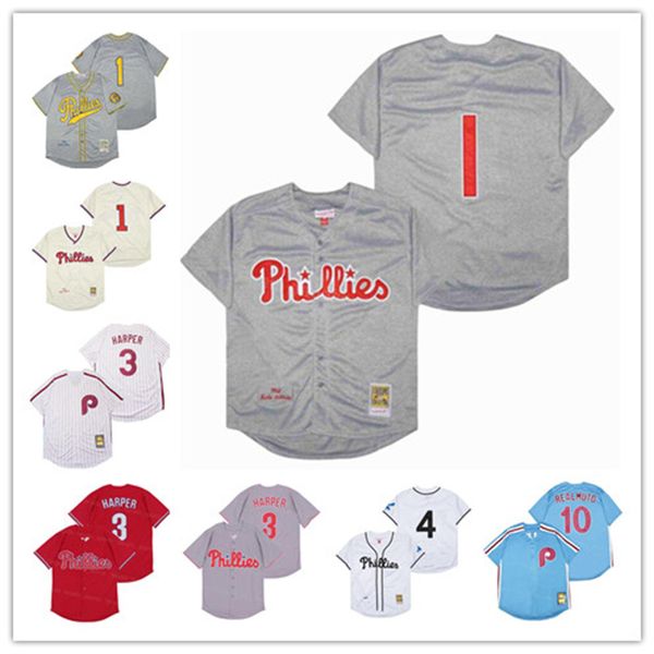 

retro vintage baseball 1 richie ashburn jersey 19 greg luzinski 10 jt realmuto 20 mike schmidt 45 tug mcgraw pinstripe cooperstown 1900 1910, Blue;black