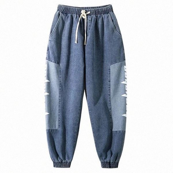 

men's jeans harem pants men baggy 2021 fall casual male loose cargo outdoor streetwear elastic waist hombres pantalones z1ep#, Blue