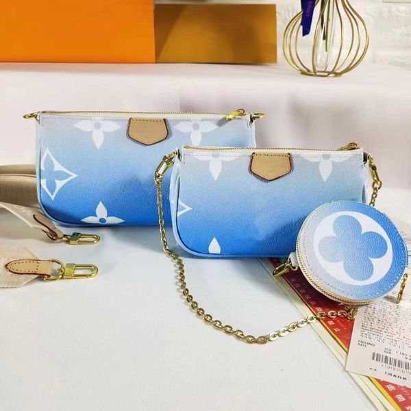 

new women favorite genuine leather fashion handbags multi pochette accessoires purses flower mini pochette 3pcs crossbody bag shoulder bags