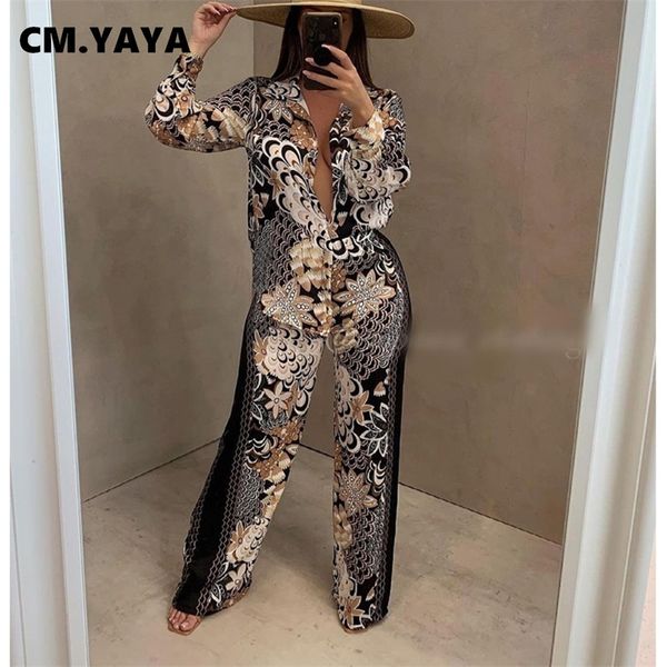 

women's two piece pants cm.yaya autumn winter peacock set button up blouse shirt and elegant tracksuit fitness outfits 220919, White