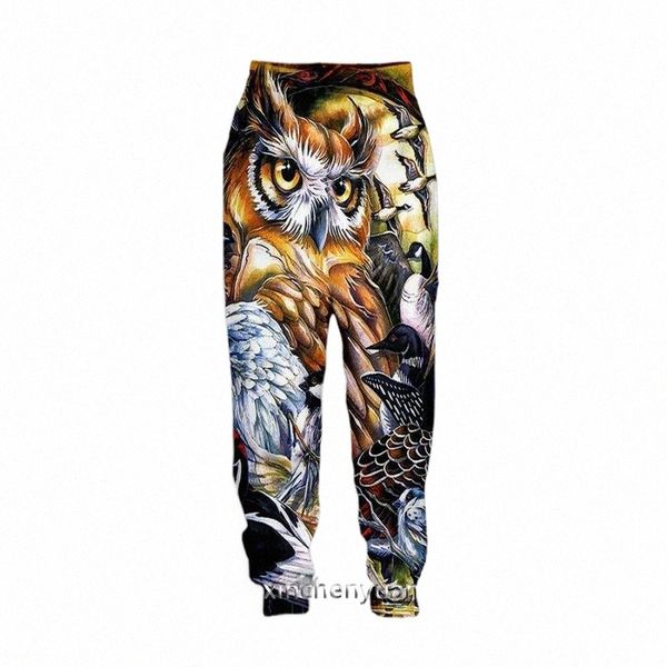

men's pants stampa animal eagle 3d print casual sweatpants straight jogging trousers y102 n6lx#, Black