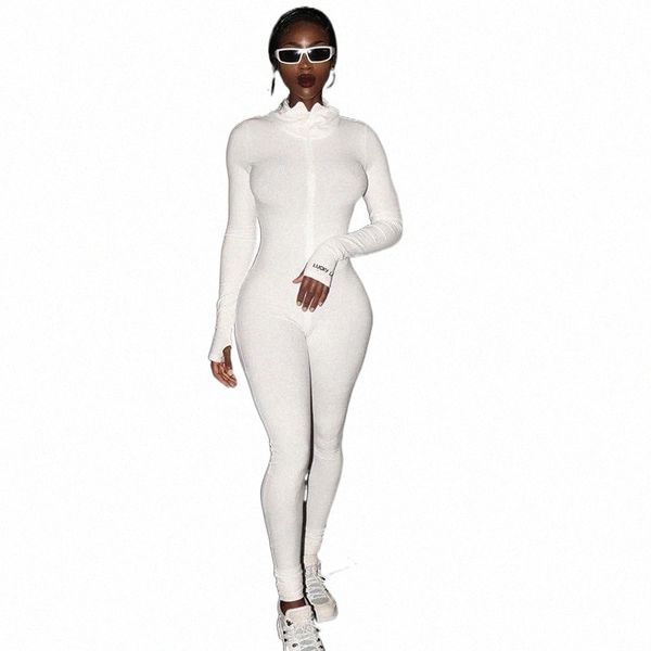 

women's jumpsuits & rompers full sleeve solid turtleneck 2021 autumn winter women fitness slim zipper long bodysuit skinny jogger1 q9oi, Black;white