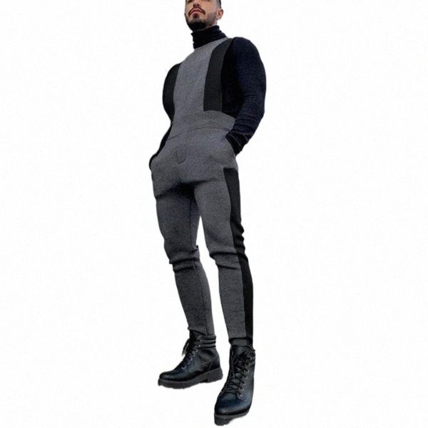 

men's pants incerun fashion men jumpsuits patchwork sleeveless zipper fitness casual rompers 2021 streetwear cozy pockets overalls s-5x, Black