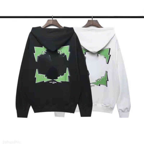 

men's hoodies sweatshirts designer luxury off classic green lightning arrowhead katoen hip hop hoodie couples of black white men and wo