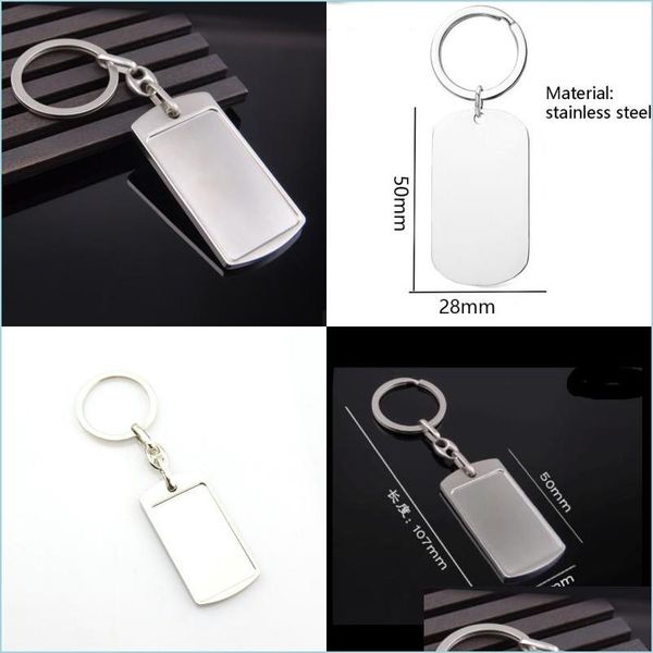 

key rings key rings blank diy custom engraved personalized keychain alloy lovers gift keyring creative wholesale jewelry 100 g2 drop dhxvl, Slivery;golden