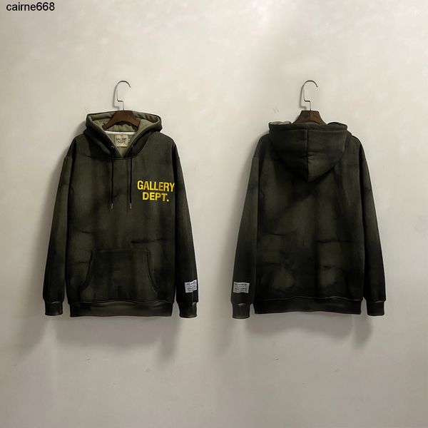 

men's hoodies sweatshirts taste the fashion brand autumn and winter new gary dept old tie dyed hooded plush men and women's couple, Black