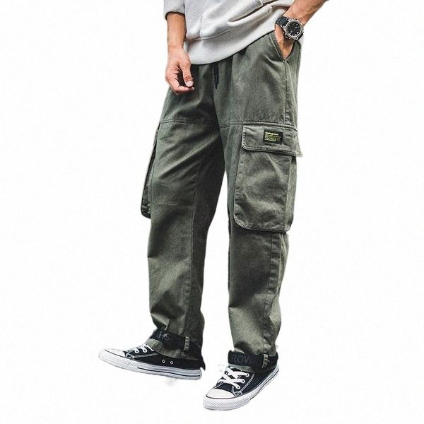 

men's pants nice men multi-pocket elastic waist green harem pant hip hop sweatpants casual trousers joggers male m-3xl1 e0vy#, Black