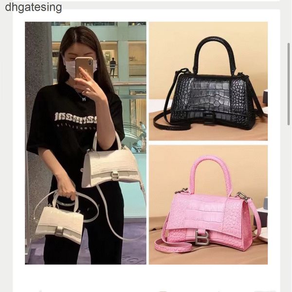 

bag balencaigass bags hourglass handbags crocodile fashion b-mark cowhide summer versatile handbag one shoulder gje5