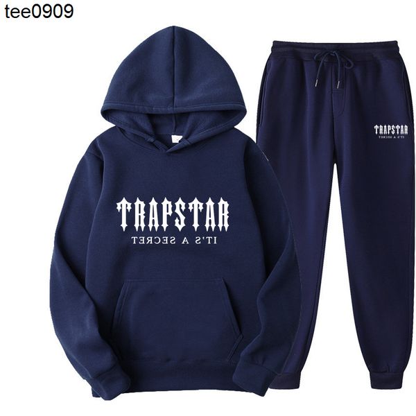 

new trapstar letters print easy lovers casual essentials sports set essentials loose hooded fashion fleece sweater set, Gray