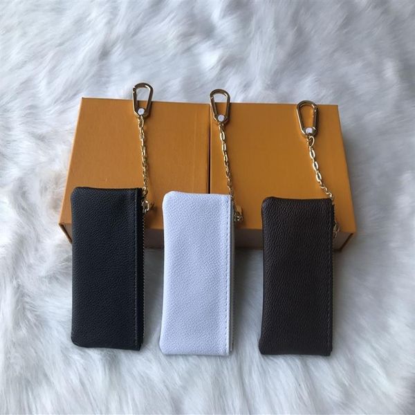

2021 quality classic brown flower designer wallet fashion plaid style men women leather coin purse key chain bag brand card holder277j, Red;black