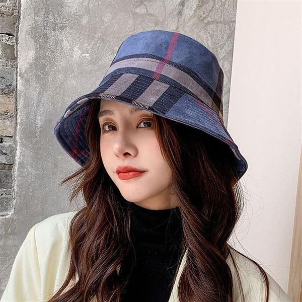 

new style for autumn and winter multi-color fisherman hat women's korean-style suede bucket hat casual foldable warm fashion219p, Blue;gray