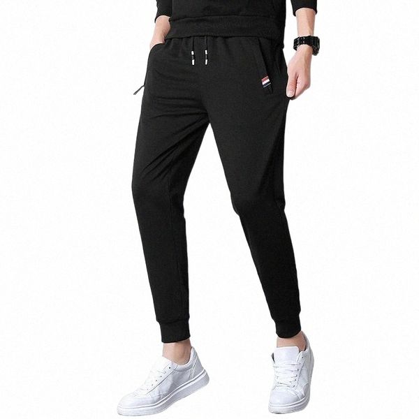 

men's pants brand sweatpants men pant mens elastic waist trousers slim fit male bottoms spring arrival joggers casual pants1 l712#, Black