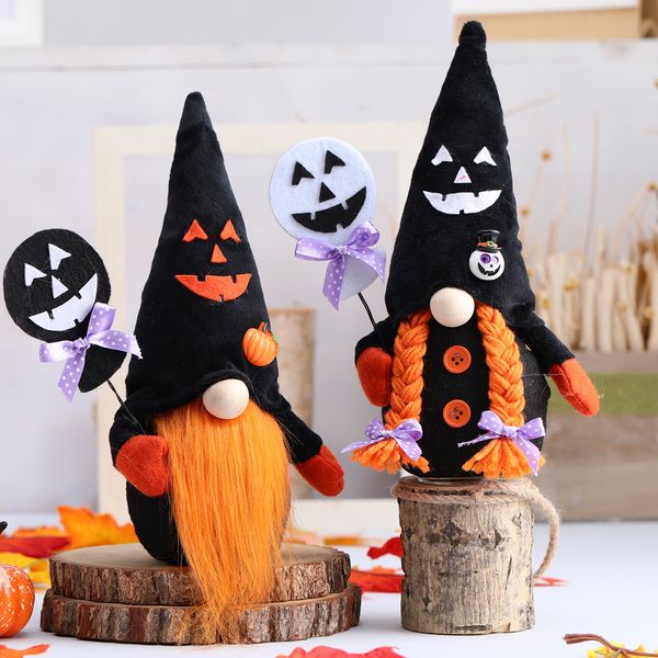 

2022 new halloween black elf rudolph orange whip gnome doll doll prop decoration