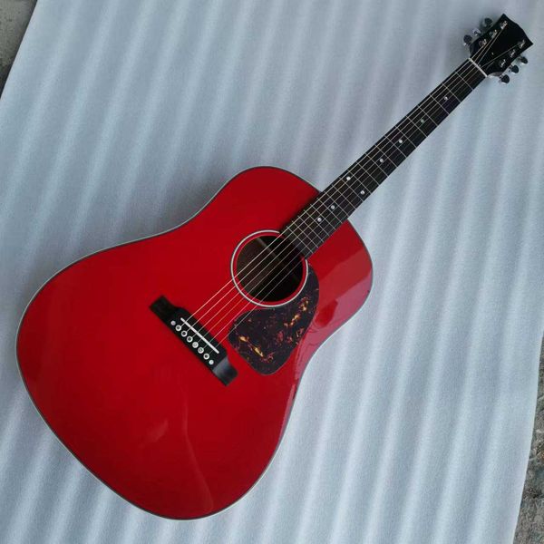 

custom j45aa all solid wood acoustic guitar red color guitar professional 41 inch