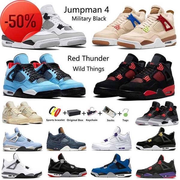 

4s 4 mens basketball shoes military black cat camo infrared oreo sail university blue wild things red thunder men women trainers s263t