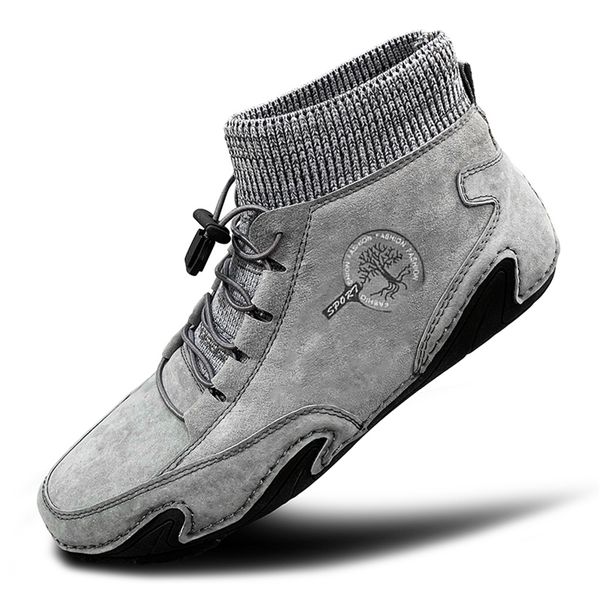 

dress shoes leather men shoes casual men shoes loafers waterproof lightweight handmade high sneakers boots non slip big size 48 220919, Black