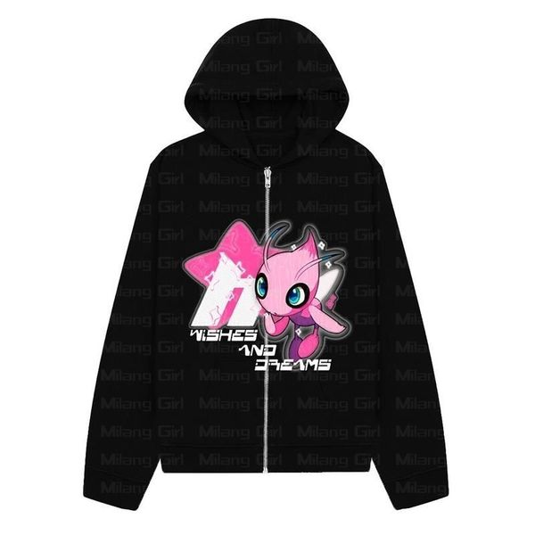 

women's hoodies sweatshirts hip hop joggers sweatshirt korean fashion punk sport coat pullover anime graphics gothic long sleeve zip ho, Black