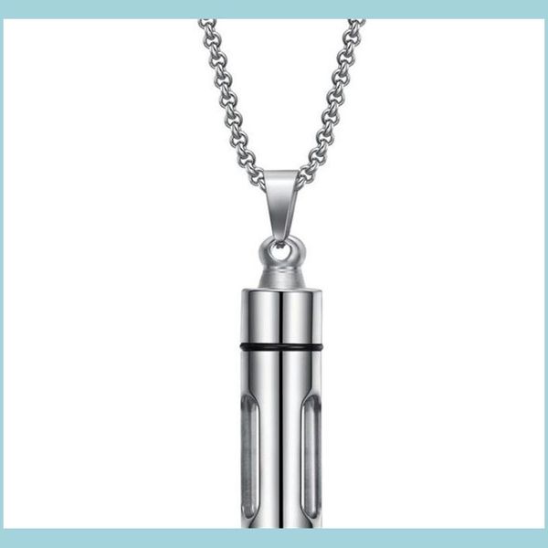

pendant necklaces mens stainless steel chain jewelry can be opened per bottle pendant fragrance essential oil necklace 16 5xl j2 drop dhvx5, Silver