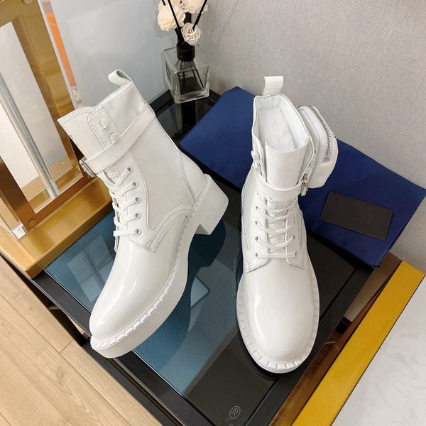 

new designer women boots detachable pouch combat leather shoes nylon hailf outdoor thick bottom boot ankle martin platform bottom motorcycle, Black