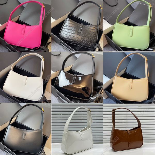 

simple premium fashionable alligator patent leather baguette bag bright color armpit bags gold letter connect hasp buckle handbags adjustabl