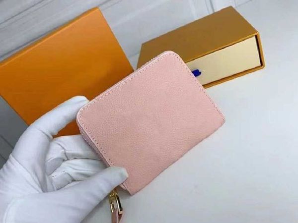 

new designer leather with box brand embossing wallet coin purse short wallet purses lady card holder classic mini zipper pocket, Red;black