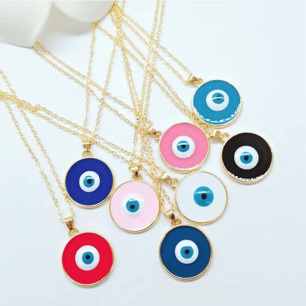 

s3208 fashion jewelry enamel evil eye pendant necklace colorful blue blue eyes choker necklace, Silver