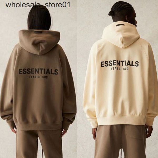 

men's hoodies sweatshirts new essential back embossed letter pullover hoodie, Black