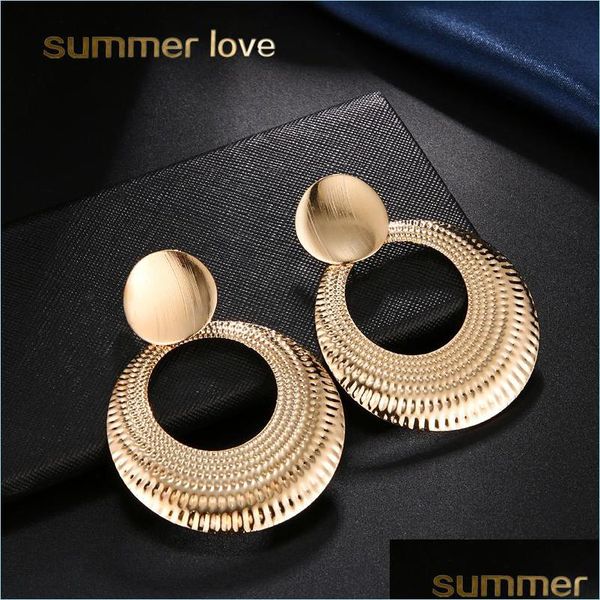 

hoop huggie new large bohemian hollow round earrings for women weddings party retro boho jewelry gold alloy drop lady gifts delivery dh2p7, Golden;silver