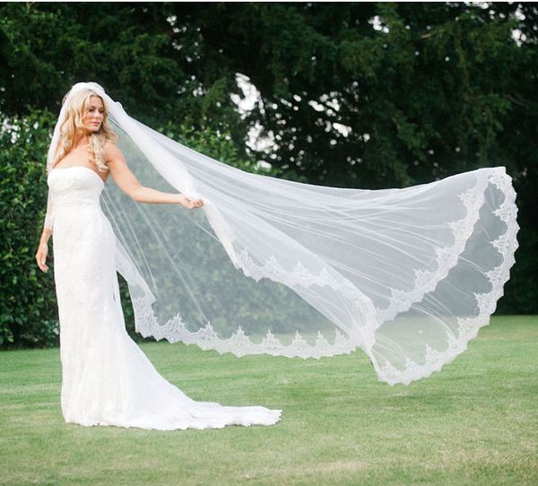 

2023 white ivory wedding veil appliques lace bridal veils bride accessories for wedding dresses, Black