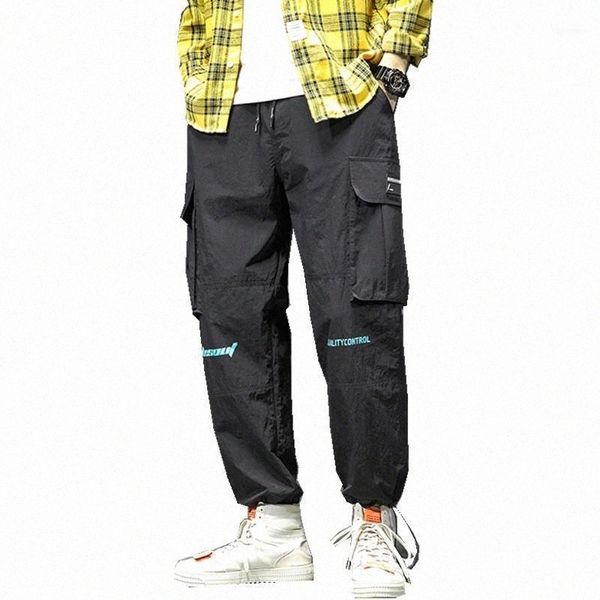 

men's pants cargo casual multi pockets tactical men outerwear army straight slacks long trousers clothes1 q77g#, Black