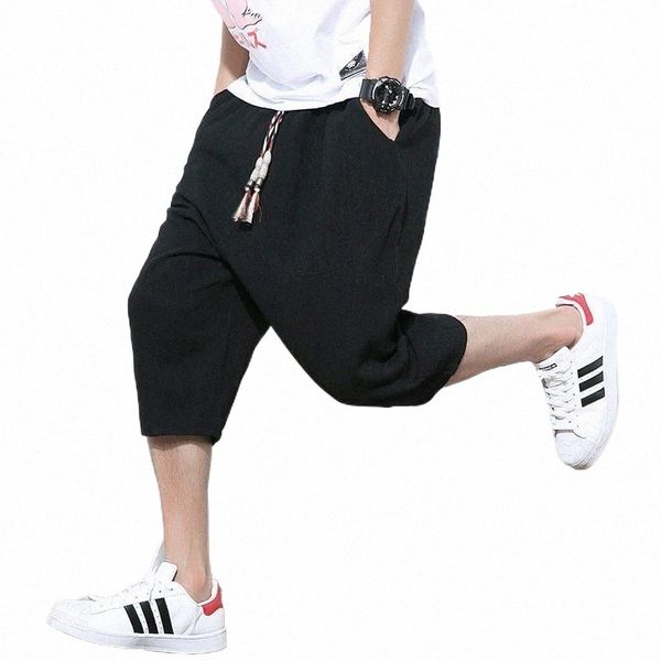 

men's pants men's 2022 summer men loose harem korean style solid japanese fashion cropped streetwear r63y#, Black